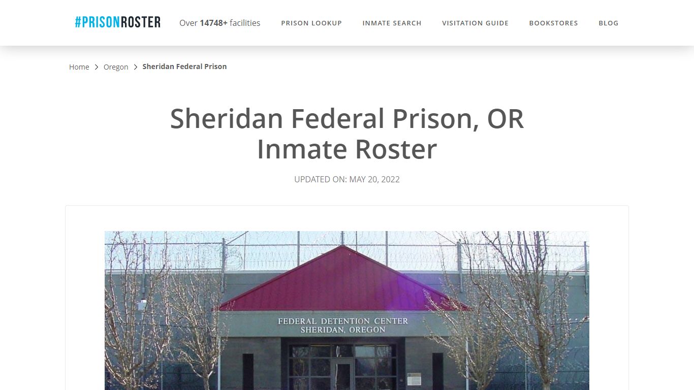 Sheridan Federal Prison, OR Inmate Roster