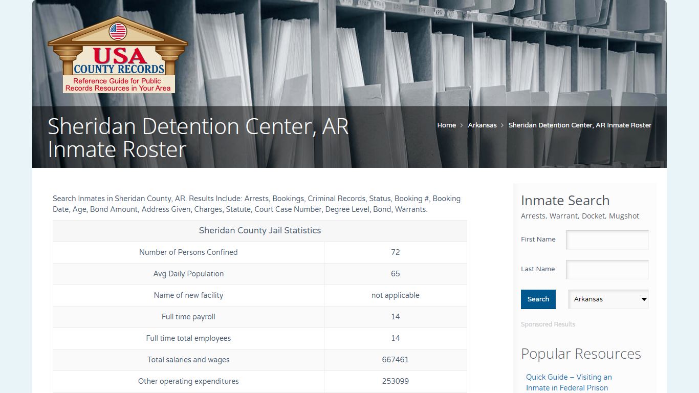 Sheridan Detention Center, AR Inmate Roster | Name Search