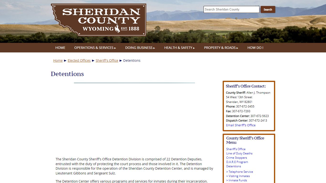 Detentions - Sheridan County Wyoming